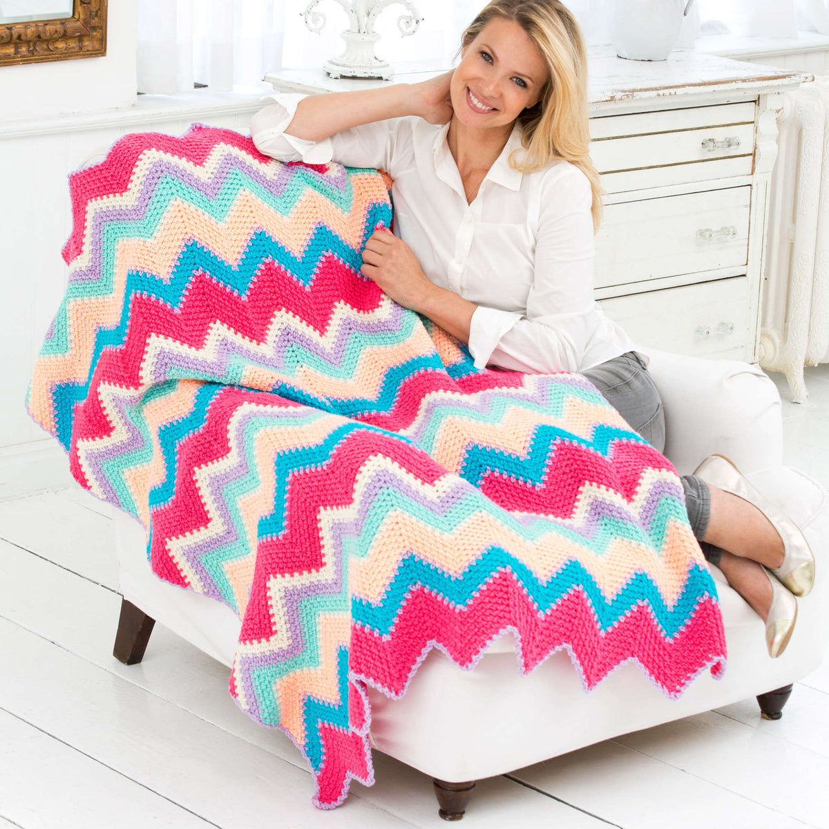 Crochet Throw made in Red Heart Classic Yarn