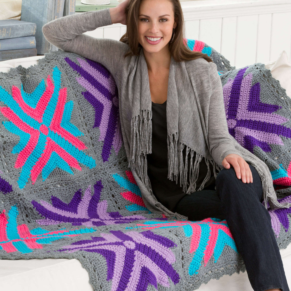 Crochet Throw made in Red Heart Classic Yarn