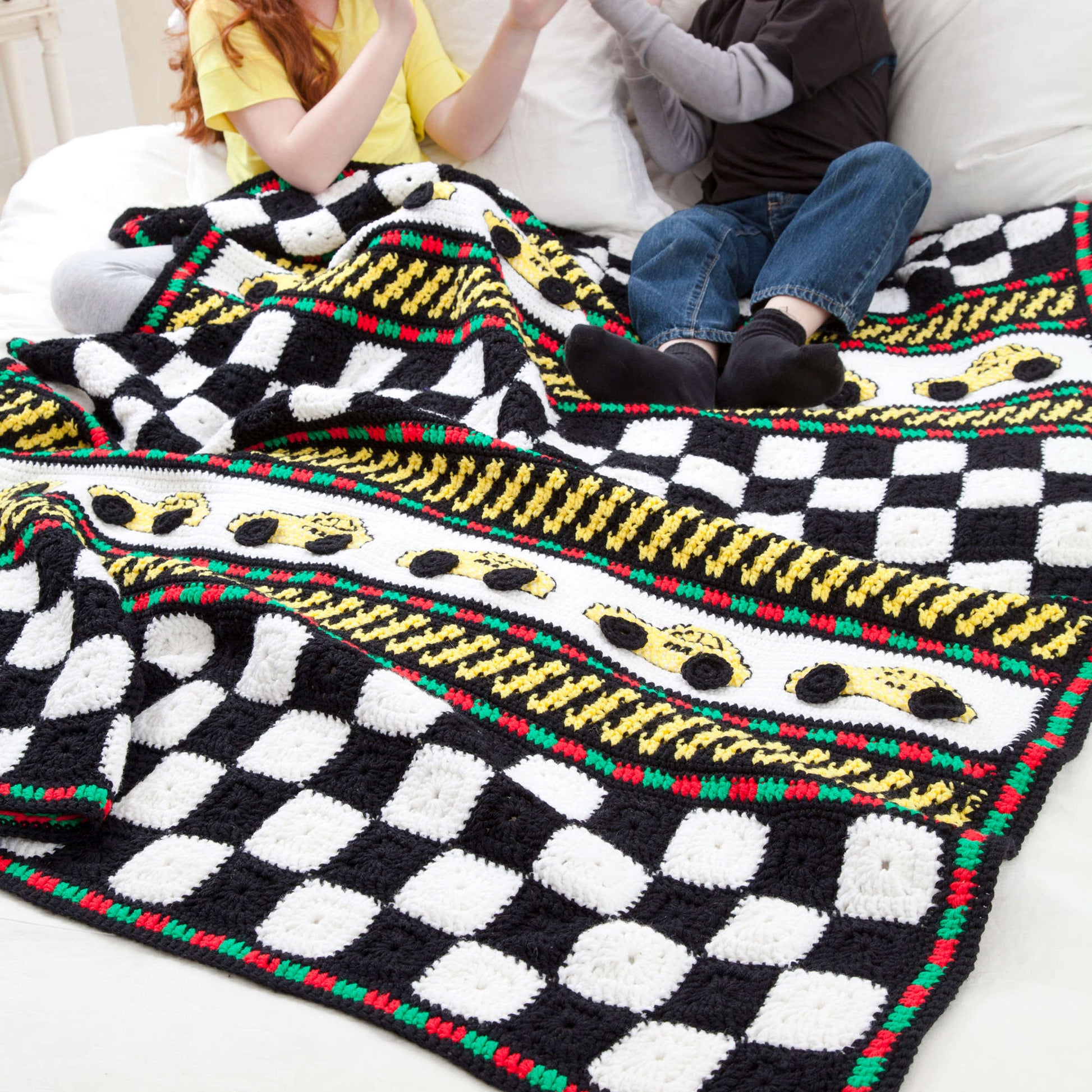 Free Red Heart Crochet Taxi! Taxi! Throw Pattern