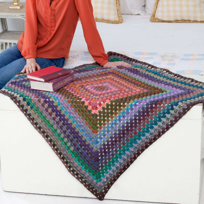 Red Heart Crochet Granny's Treasure Throw Crochet Throw made in Red Heart Boutique Yarn