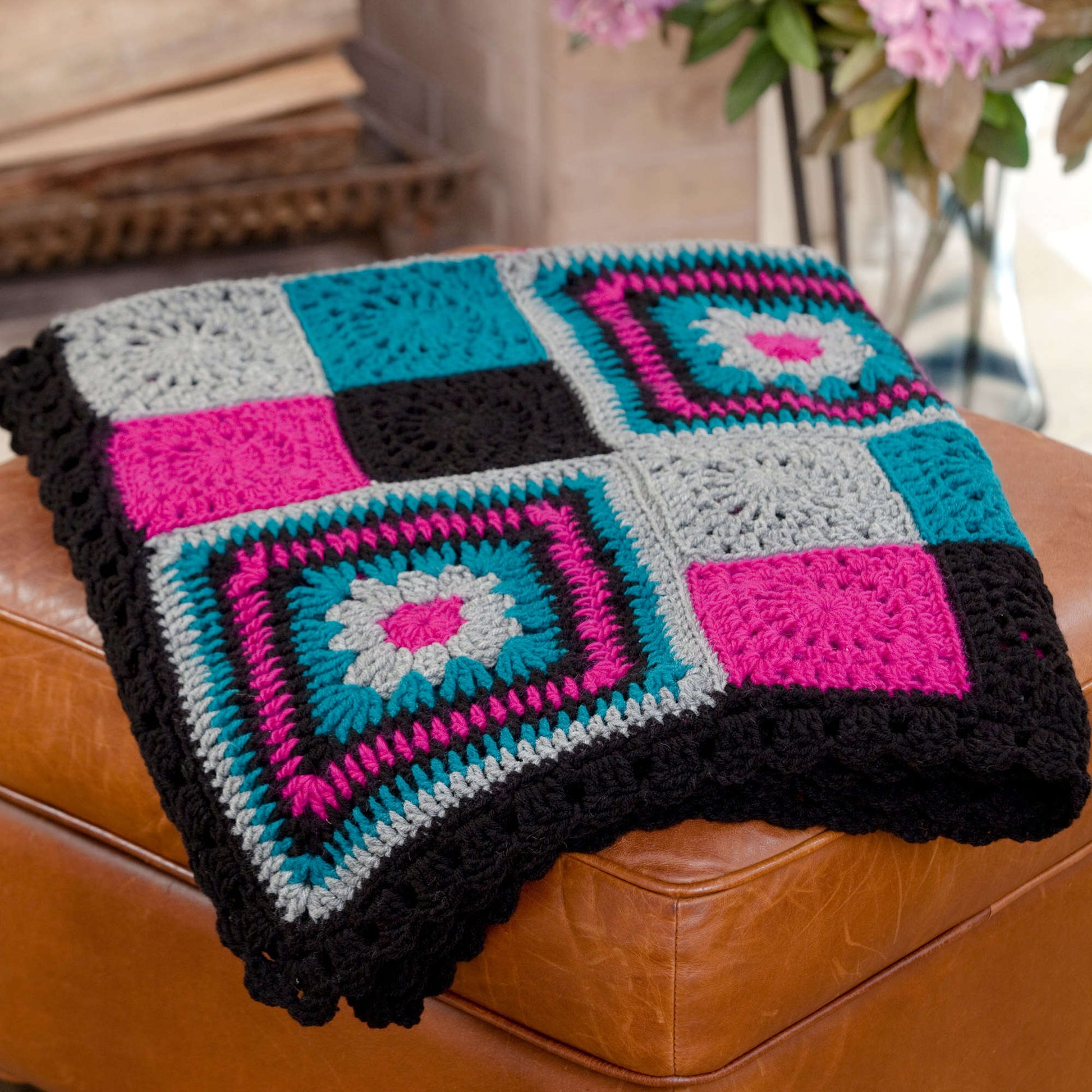 Free Red Heart Crochet Time To Relax Granny Throw Pattern