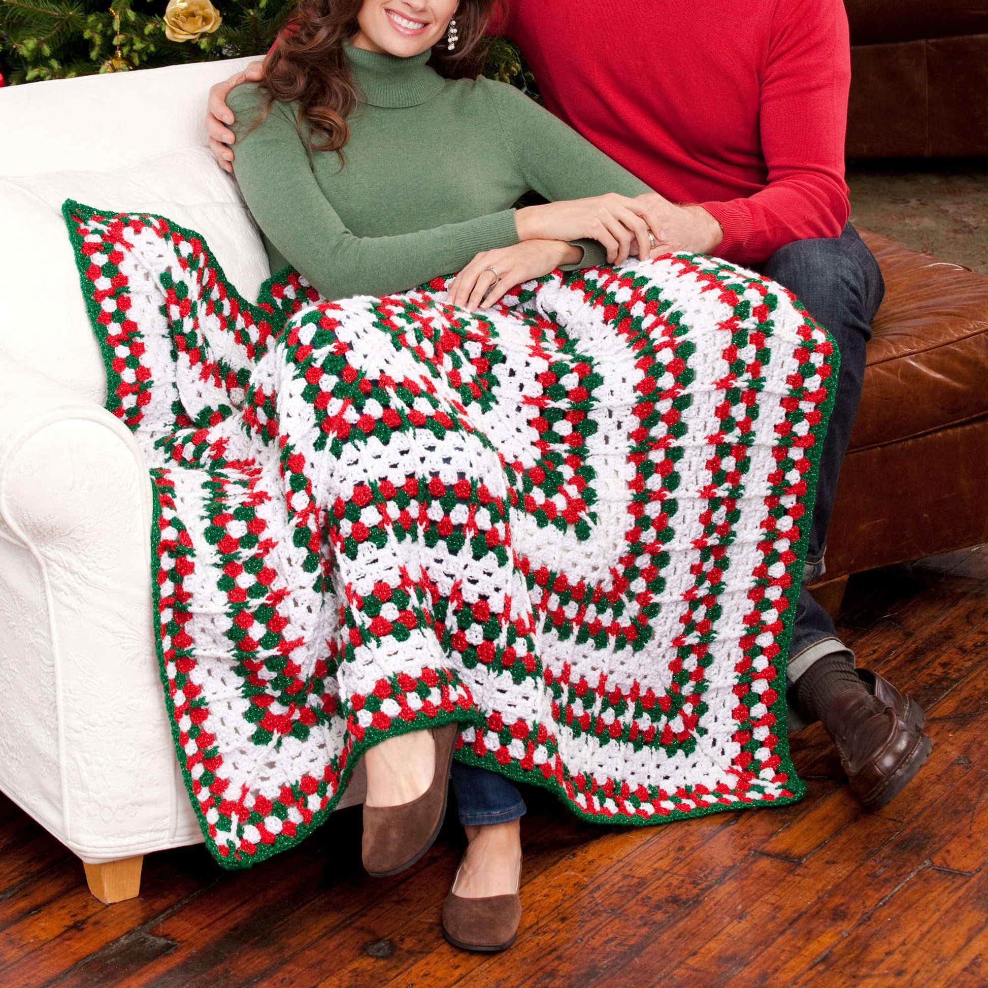 Free Red Heart Crochet Holiday Throw Pattern