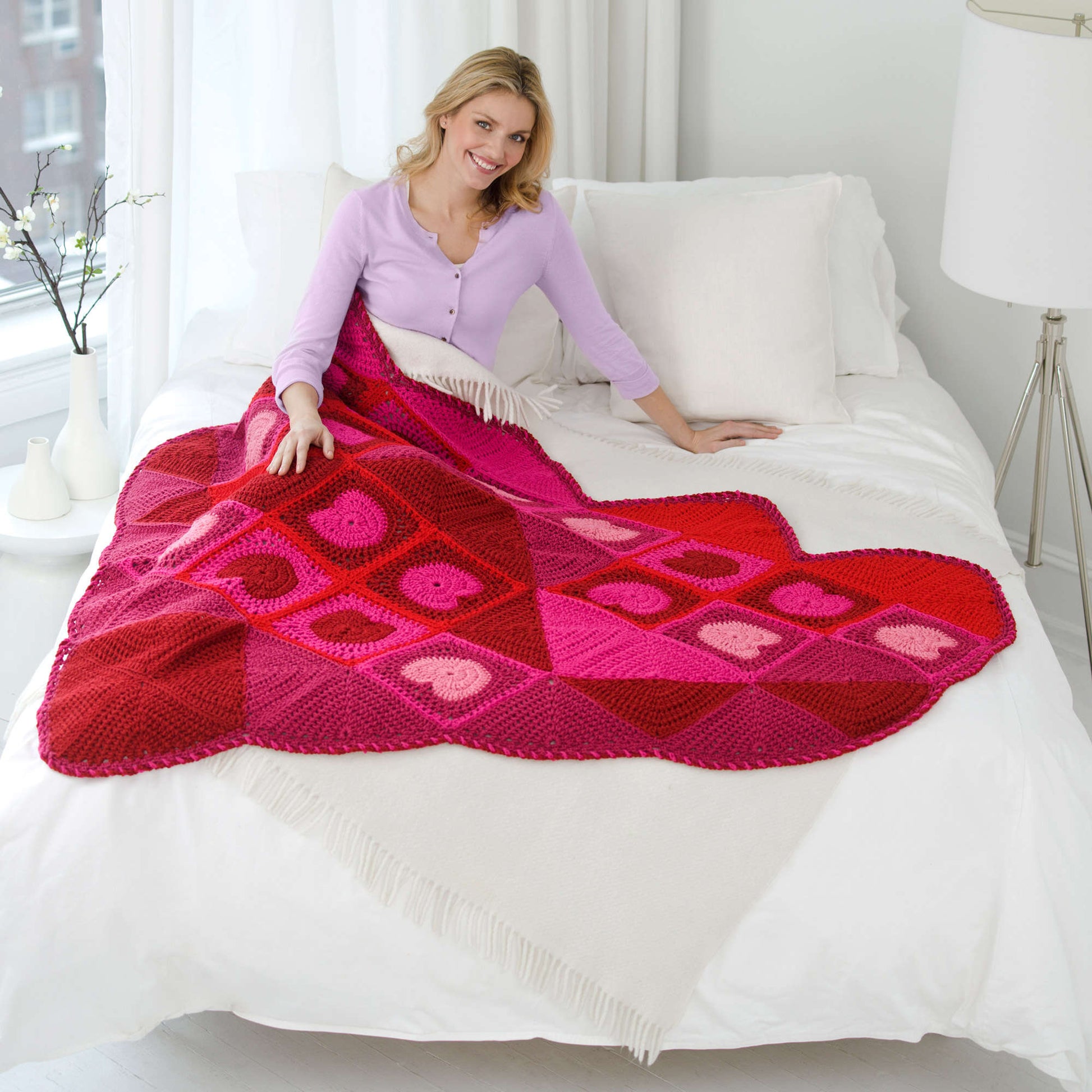 Free Red Heart Warm My Heart Throw Pattern