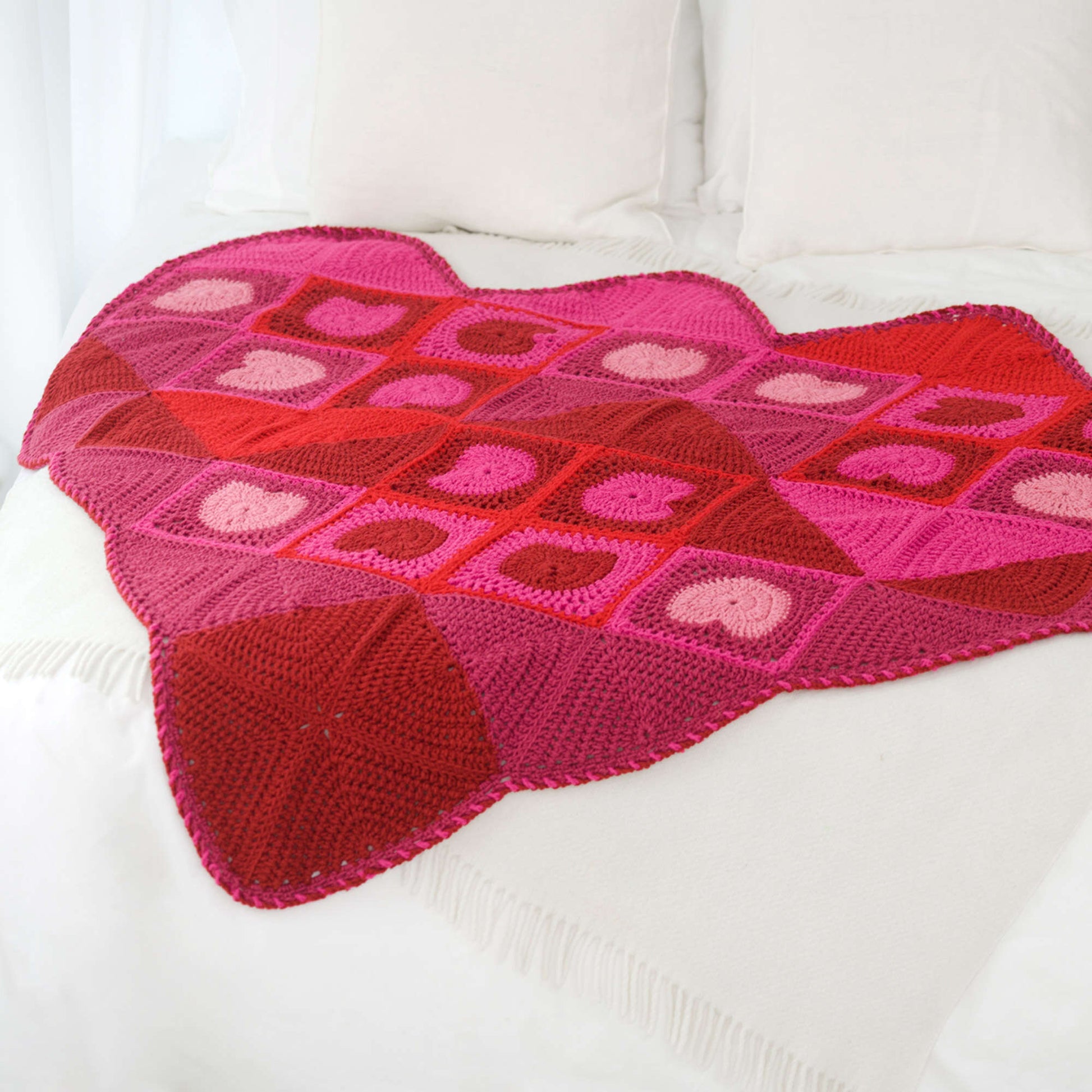 Free Red Heart Warm My Heart Throw Crochet Pattern