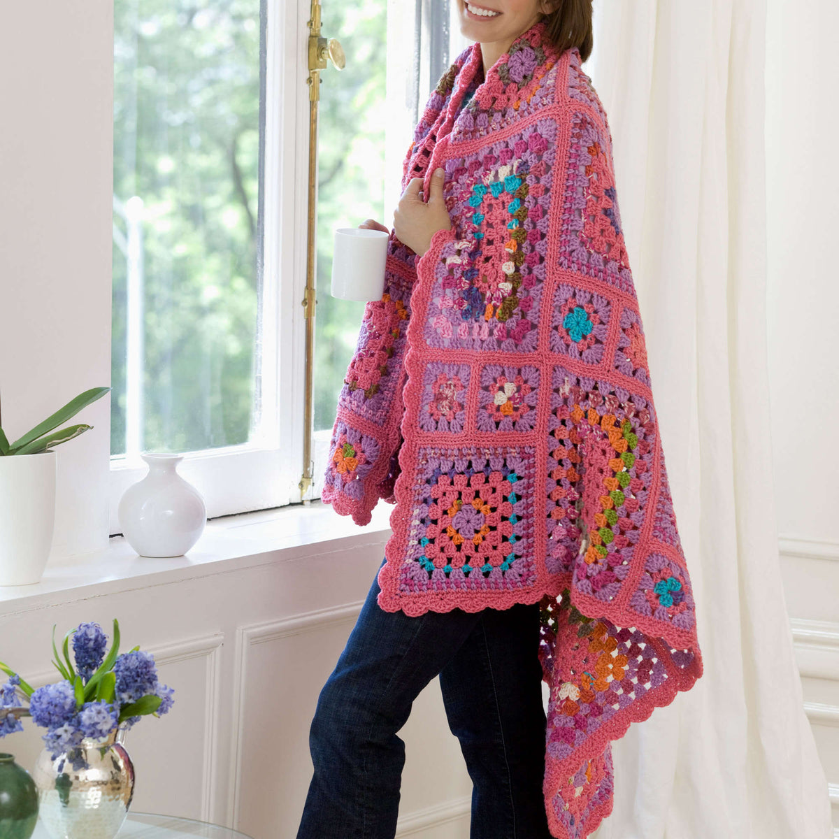 Crochet Throw made in Red Heart Stripes Yarn