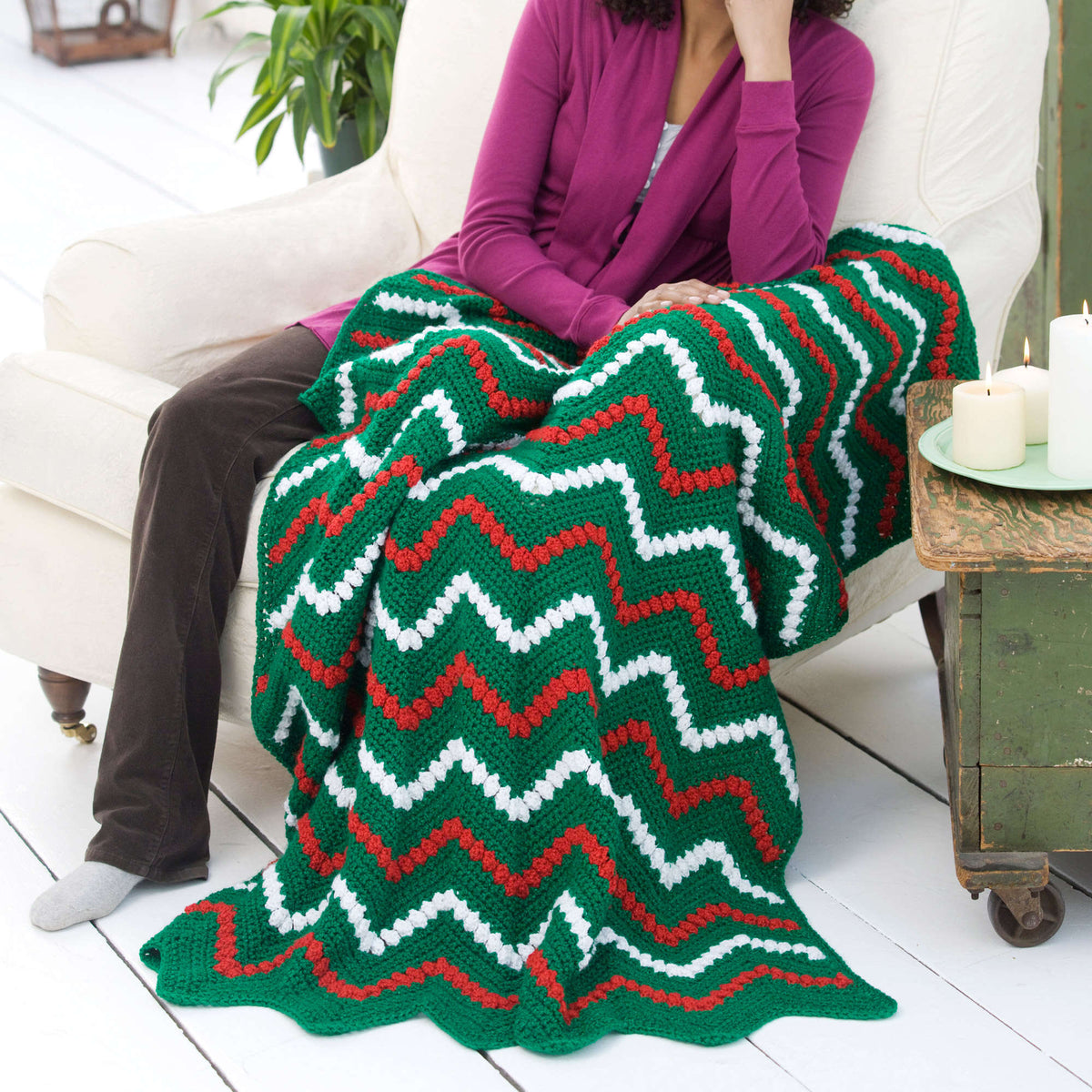 Crochet Throw made in Red Heart Holiday Yarn