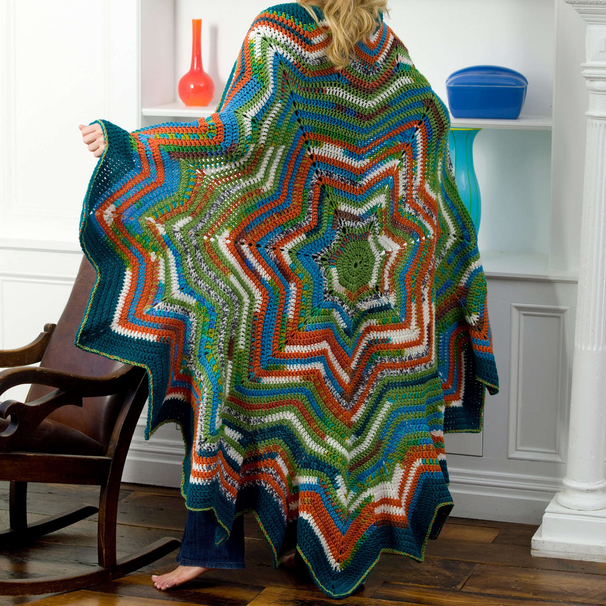 Free Red Heart 7 Point Star Throw Crochet Pattern
