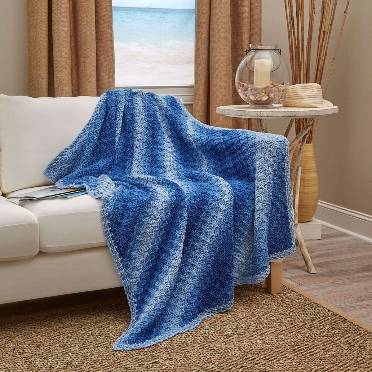 Crochet Throw made in Red Heart Super Saver Ombre Yarn