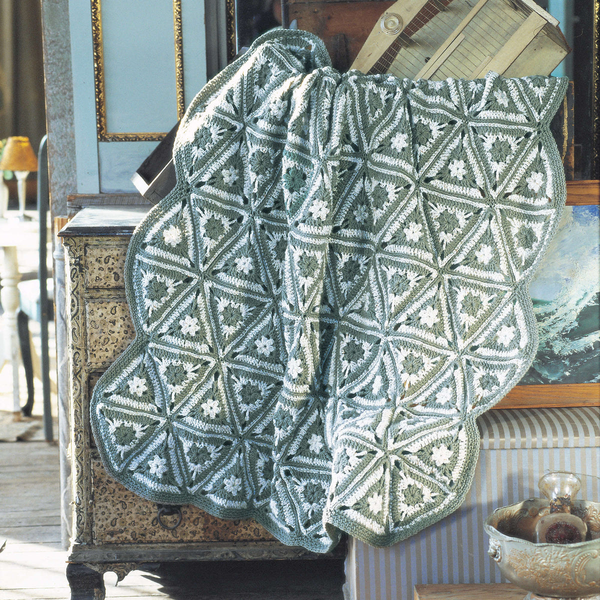 Crochet Throw made in Red Heart Fiesta Yarn