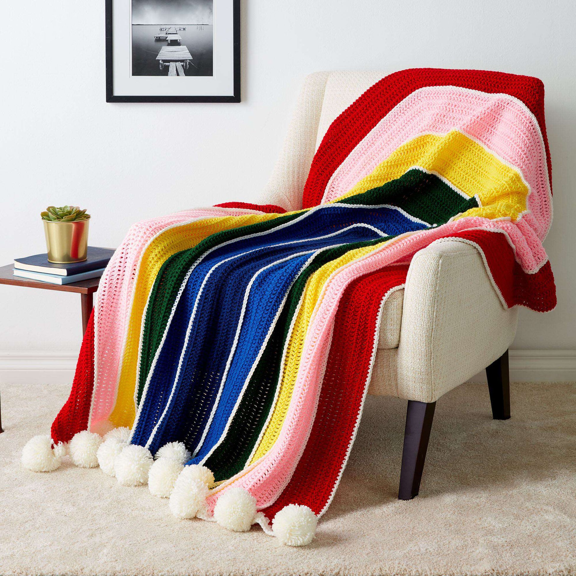 Free Red Heart Over The Rainbow Crochet Blanket Pattern
