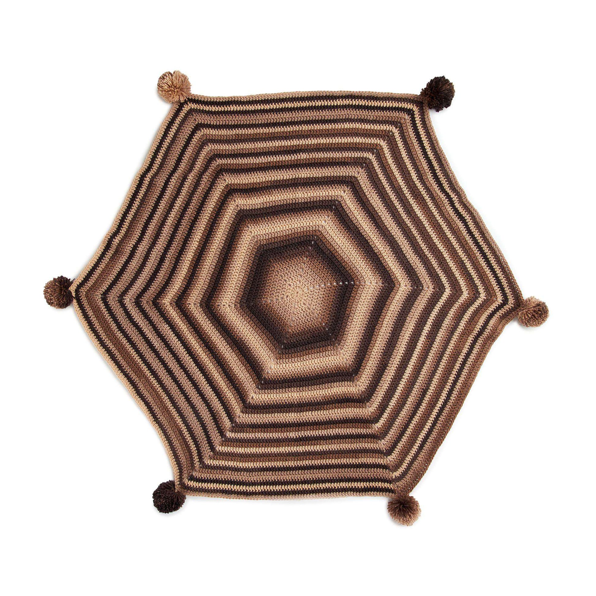 Free Red Heart Hexagonal Angles Crochet Blanket Pattern