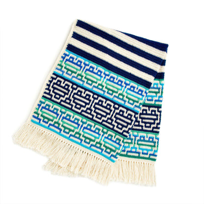 Red Heart Hearty Stripes Mosaic Crochet Blanket Crochet Blanket made in Red Heart Super Saver O'Go yarn