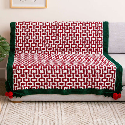 Red Heart Holly Jolly Mosaic Crochet Holiday Blanket Version 1