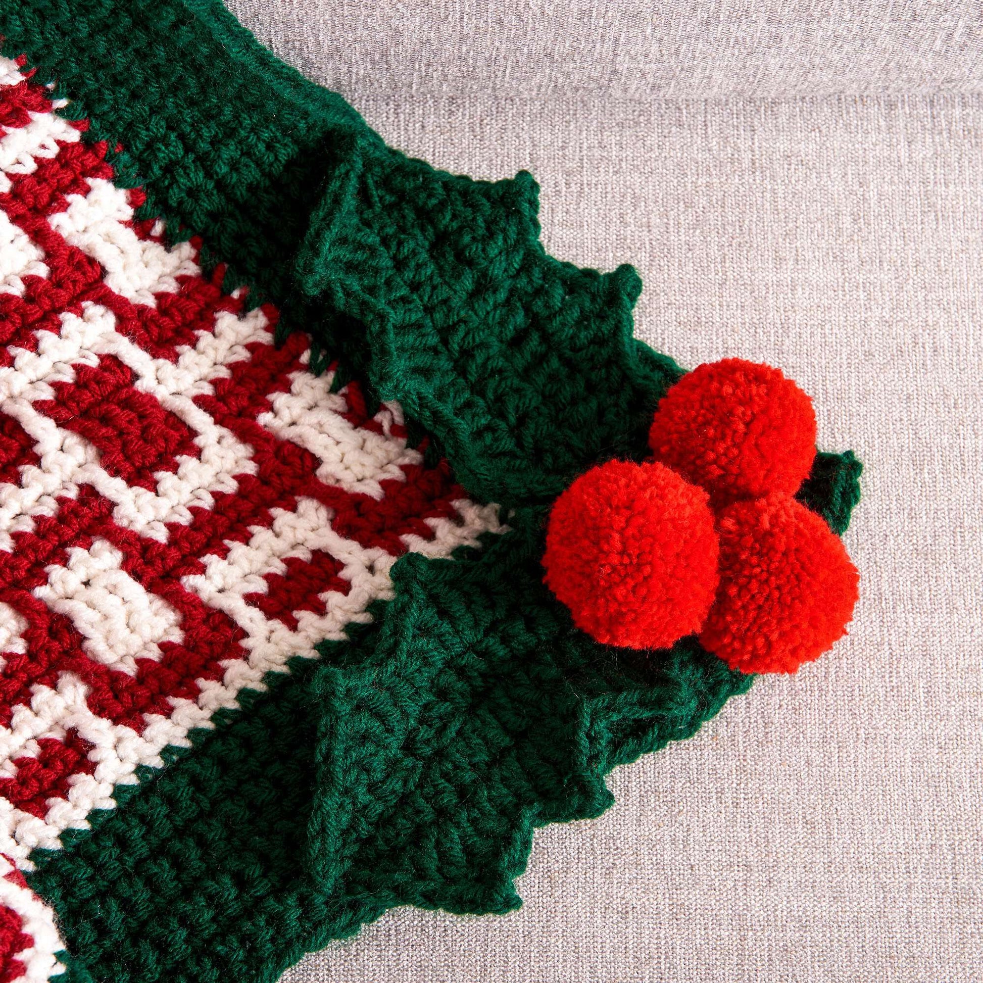 Free Red Heart Holly Jolly Mosaic Crochet Holiday Blanket Pattern