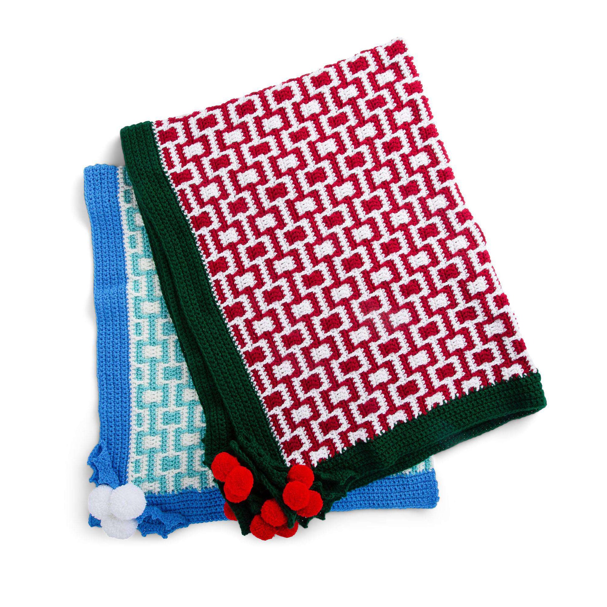 Free Red Heart Holly Jolly Mosaic Crochet Holiday Blanket Pattern