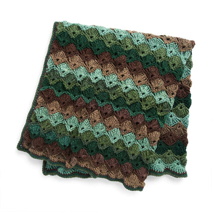 Red Heart Crochet O’Go Forest Fans Afghan Crochet Blanket made in Red Heart Super Saver O'Go yarn