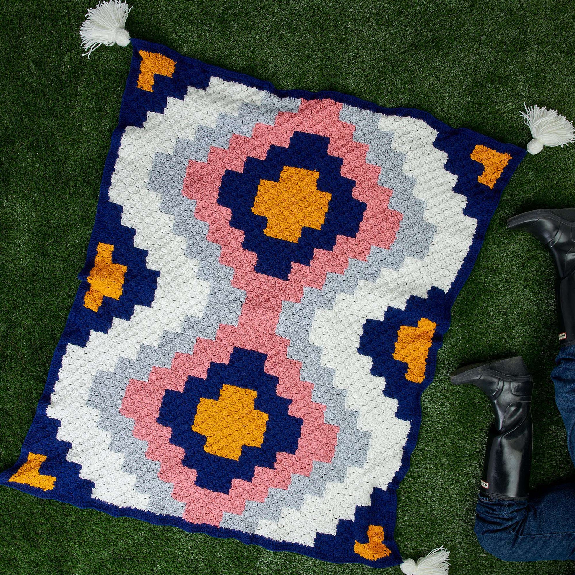 Free Red Heart Diamond Angles Crochet Blanket Pattern
