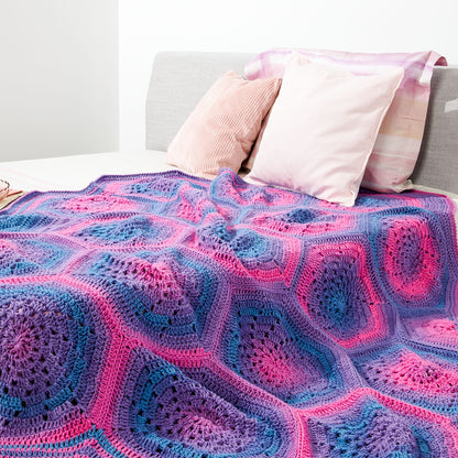 Red Heart Coral Hexagon Crochet Blanket Single Size