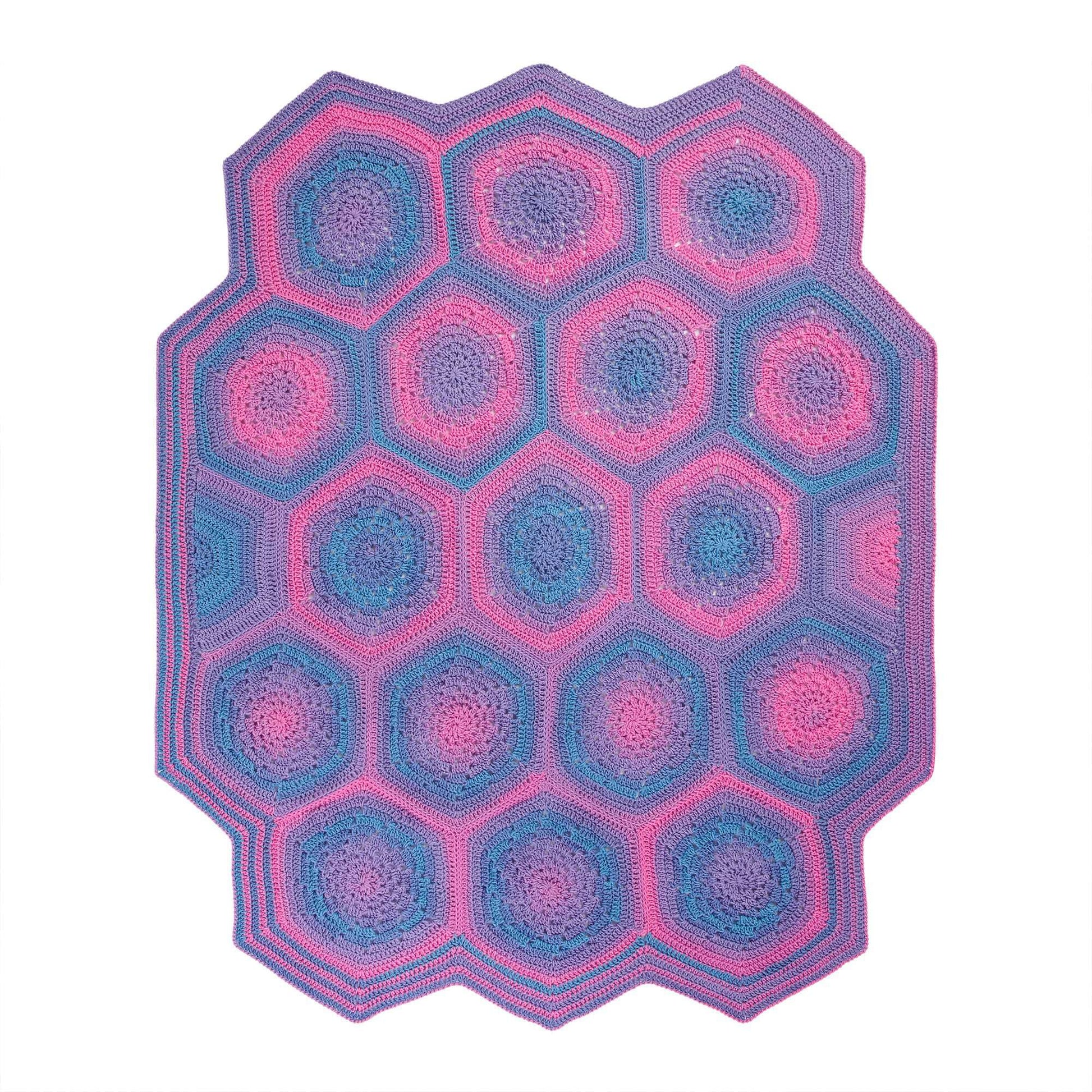 Free Red Heart Coral Hexagon Crochet Blanket Pattern