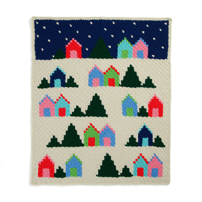 Red Heart Snowy Village Crochet Blanket Single Size