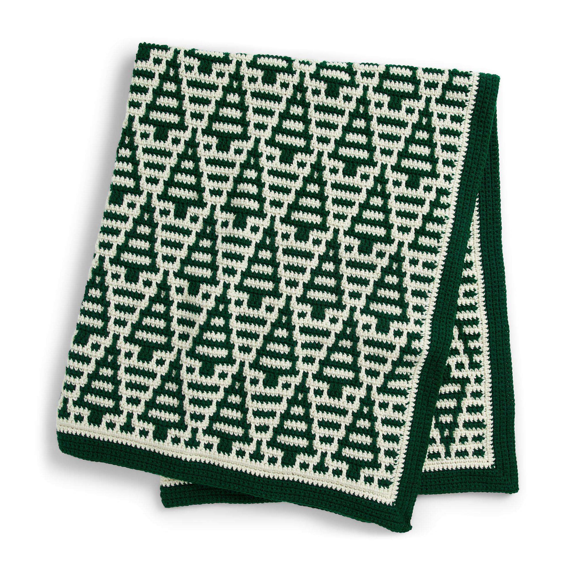 Free Red Heart Evergreen Mosaic Crochet Blanket Pattern