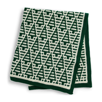 Red Heart Evergreen Mosaic Crochet Blanket Single Size