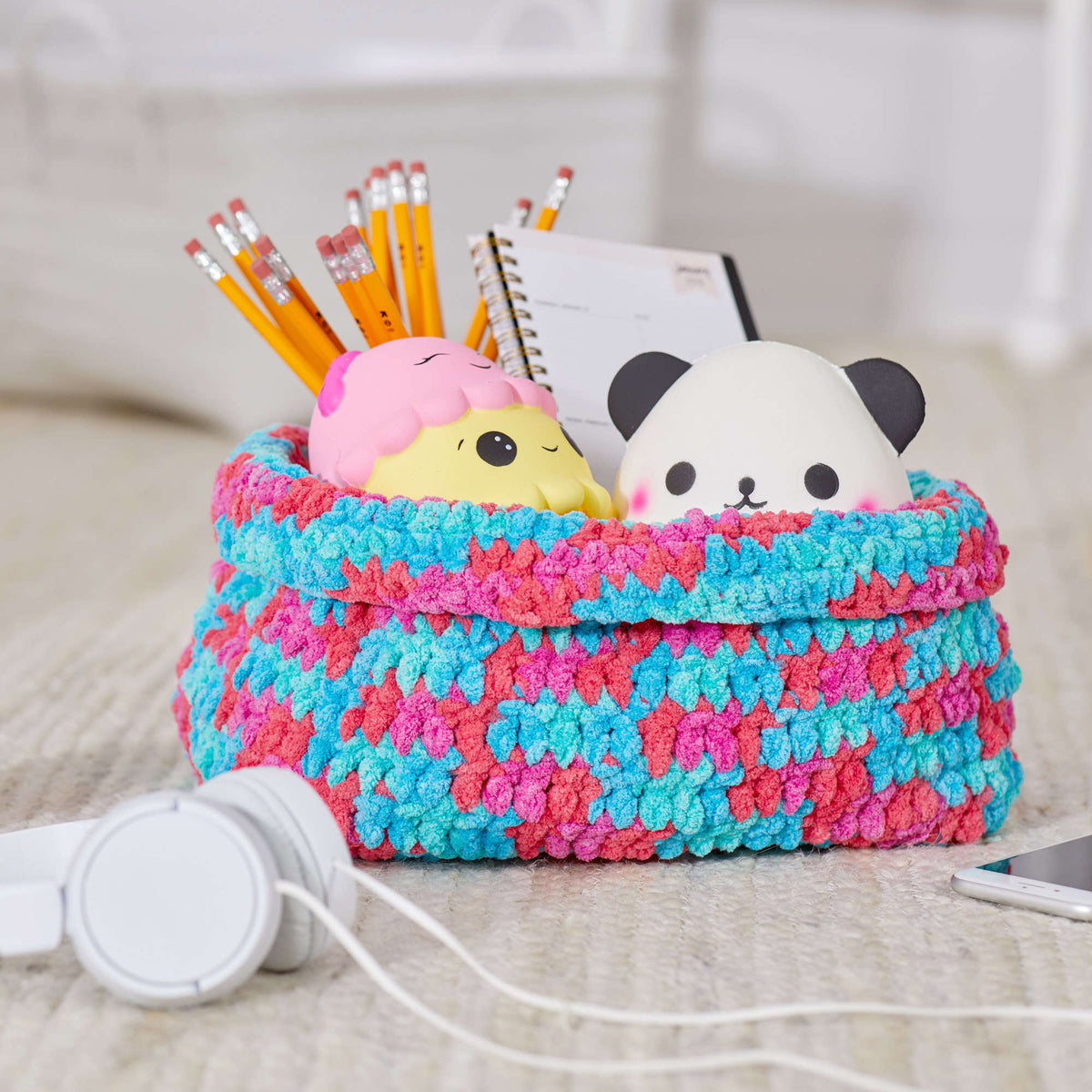 Crochet Basket made in Red Heart Sweet Home Yarn