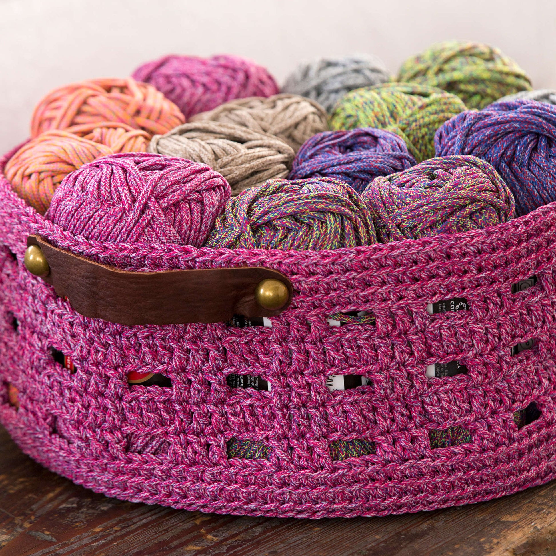 Free Red Heart Crochet Bricks Basket Pattern