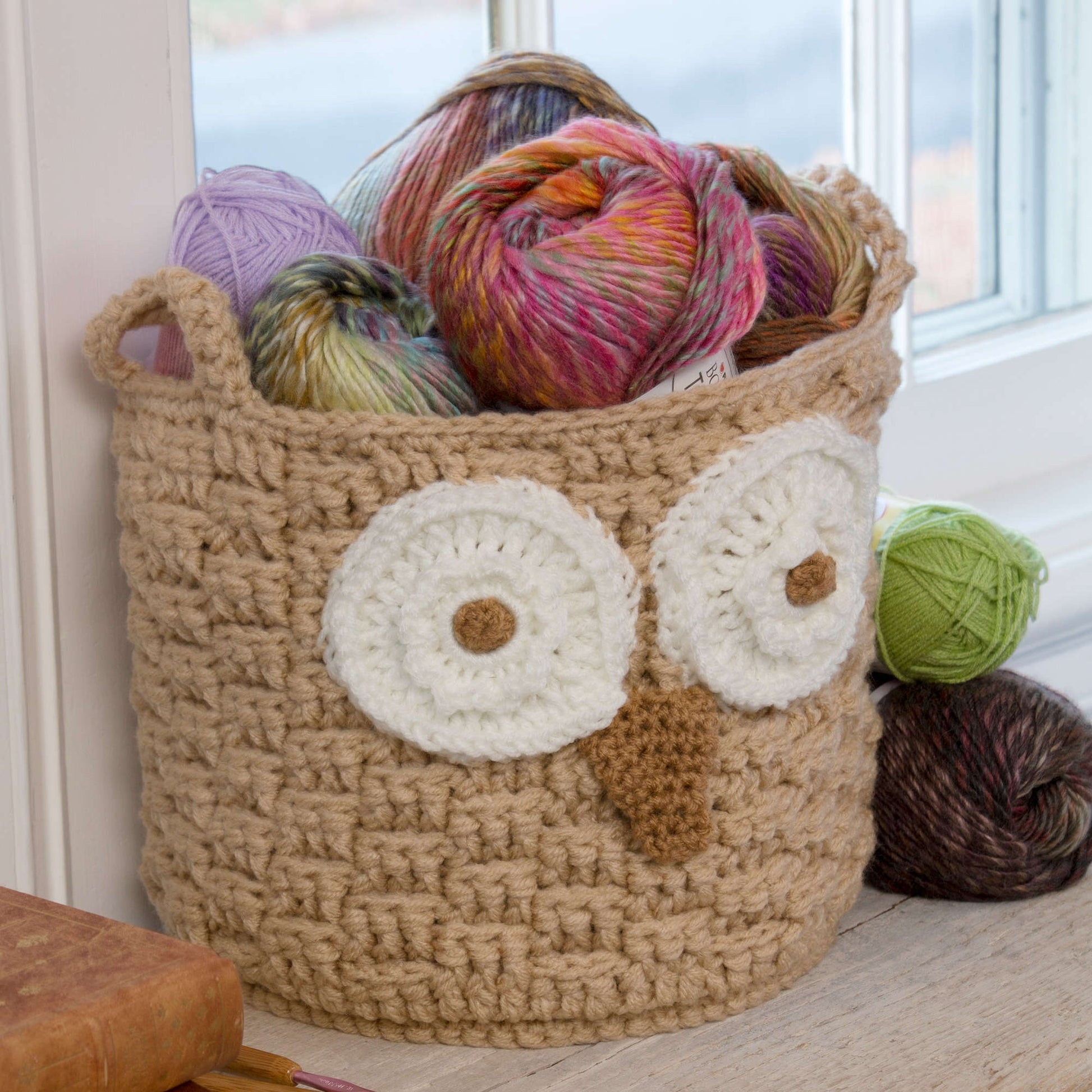 Free Red Heart Crochet It's a Hoot Owl Container Pattern