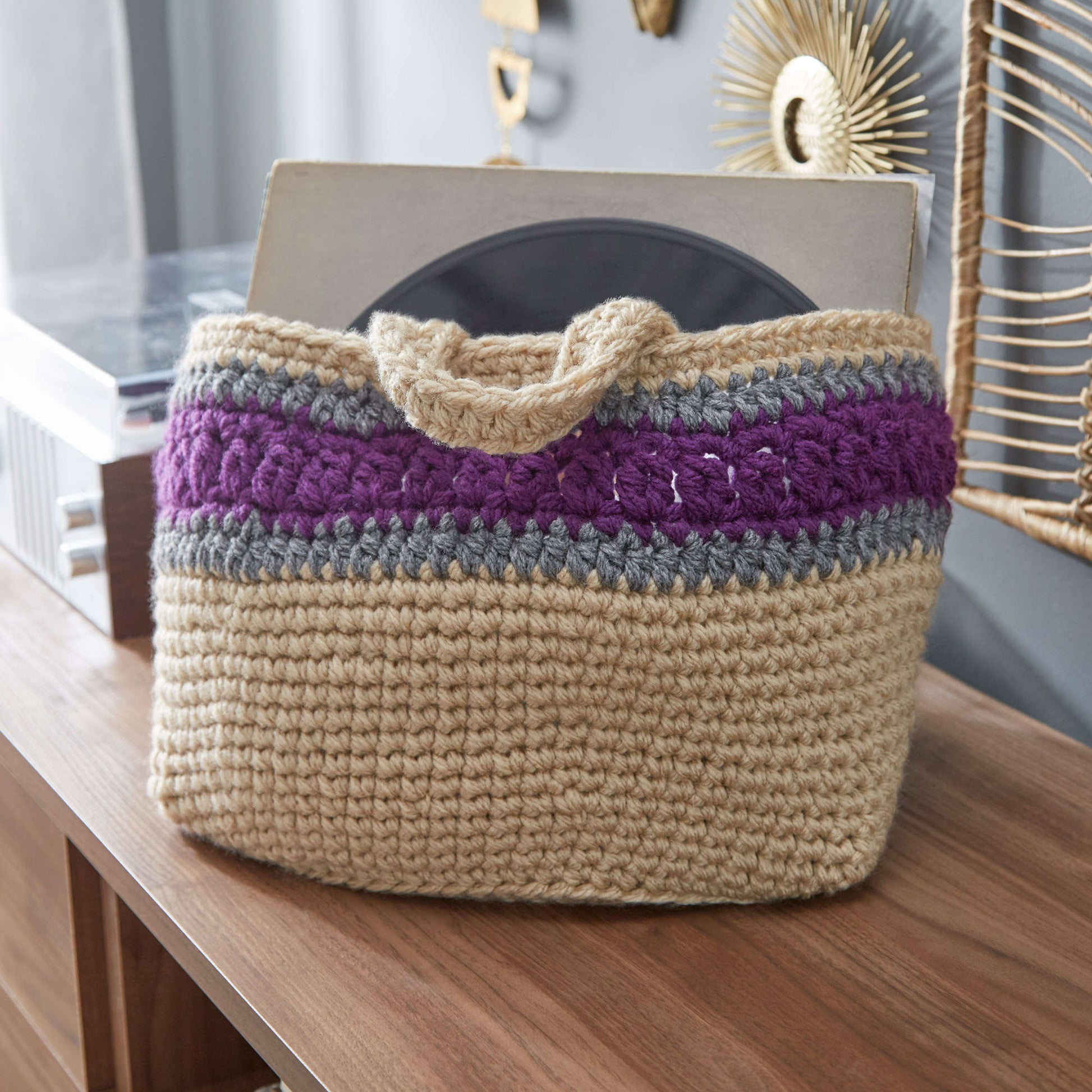 Free Red Heart Handy Storage Basket Crochet Pattern