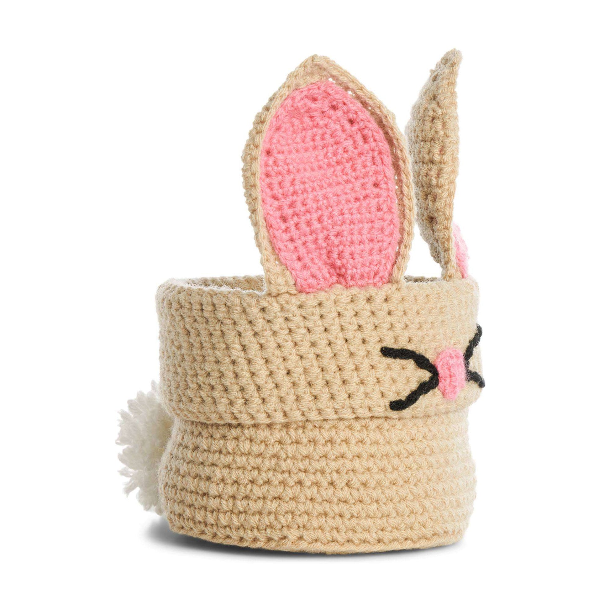 Free Red Heart Crochet Bunny Basket Pattern