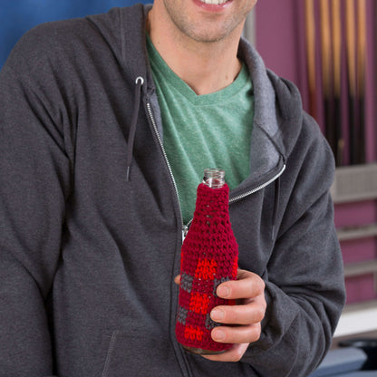 Red Heart Crochet Buffalo Plaid Bottle Cozy Crochet Cozy made in Red Heart Super Saver Yarn