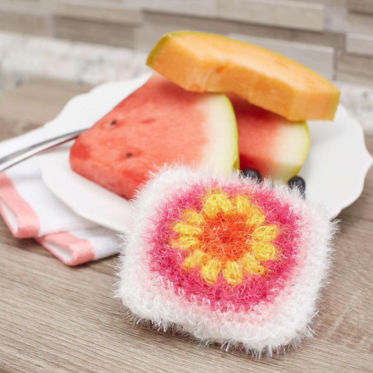 Crochet Scrubby made in Red Heart Scrubby Sparkle Yarn