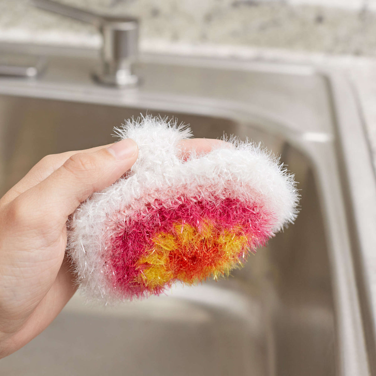Crochet Scrubby made in Red Heart Scrubby Sparkle Yarn