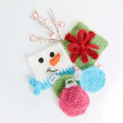 Red Heart Crochet Snowman In the Square Scrubby Crochet Scrubby made in Red Heart Scrubby Sparkle Yarn