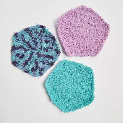 Red Heart Crochet Pentagon Scrubby Crochet Dishcloth made in Red Heart Scrubby Cotton Yarn