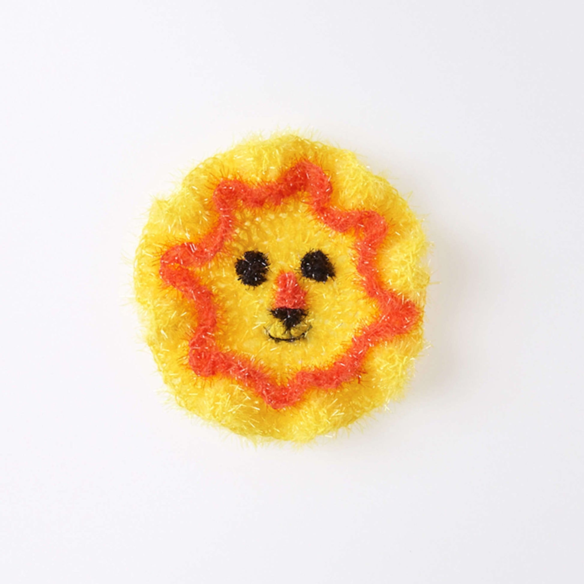 Free Red Heart Friendly Lion Face Scrubby Crochet Pattern