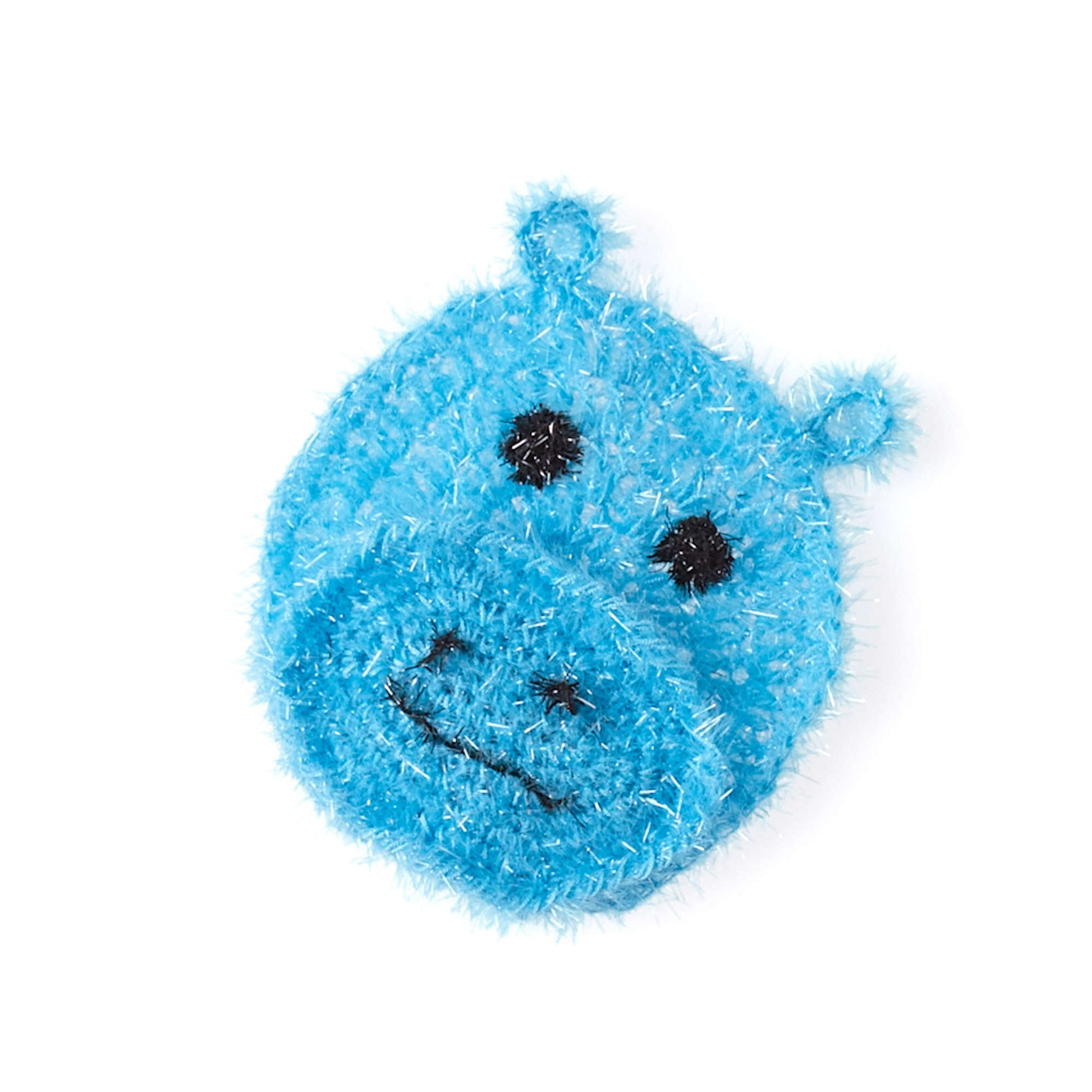 Free Red Heart Crochet Happy Hippo Face Scrubby Pattern