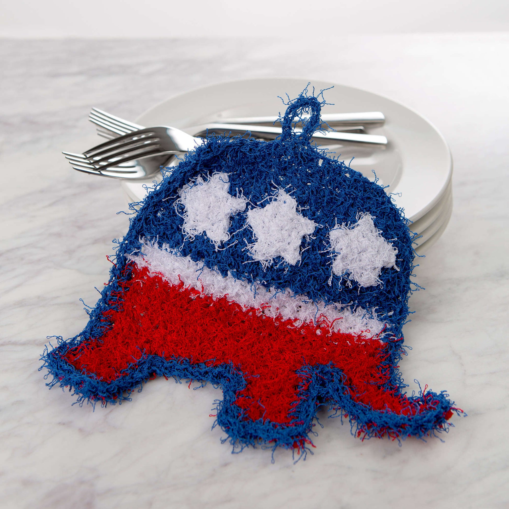 Free Red Heart Crochet Patriotic Elephant Scrubby Pattern