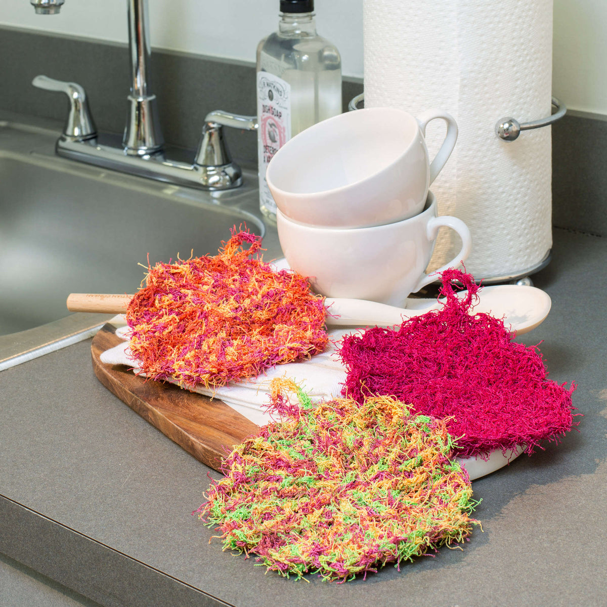Crochet Dishcloth made in Red Heart Scrubby Yarn