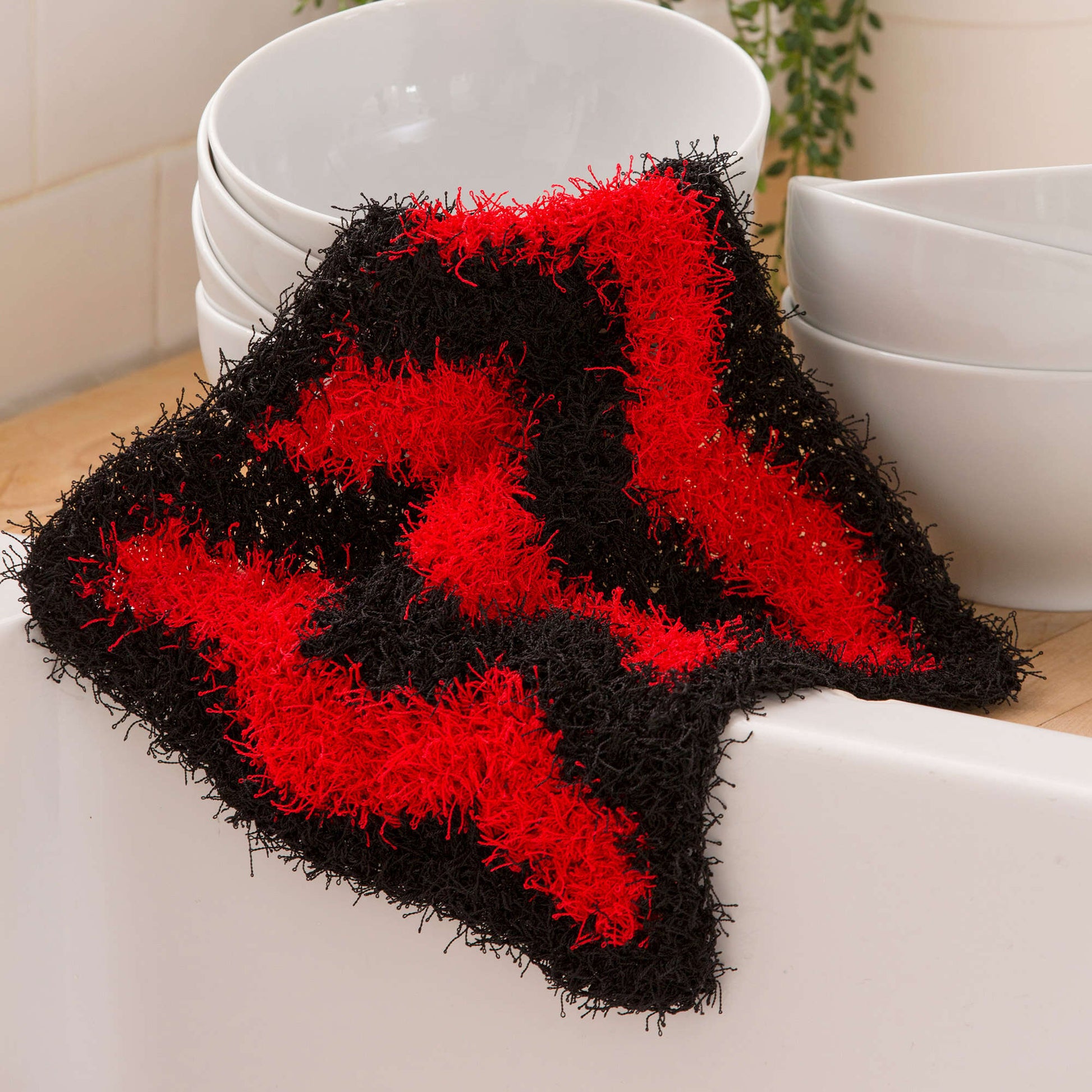 Free Red Heart Crochet Chevron Dish Scrub Pattern