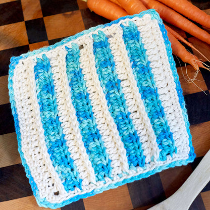 Red Heart Stepped Stripes Dishcloth Crochet Dishcloth made in Red Heart Scrubby Smoothie Yarn