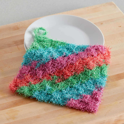 Red Heart Scrubbing Stripes C2C Crochet Dishcloth Single Size