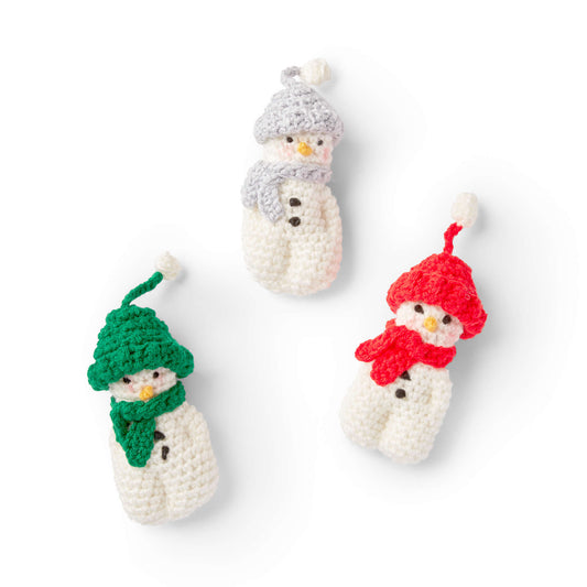 Red Heart Three Tiny Snowman Ornaments Crochet