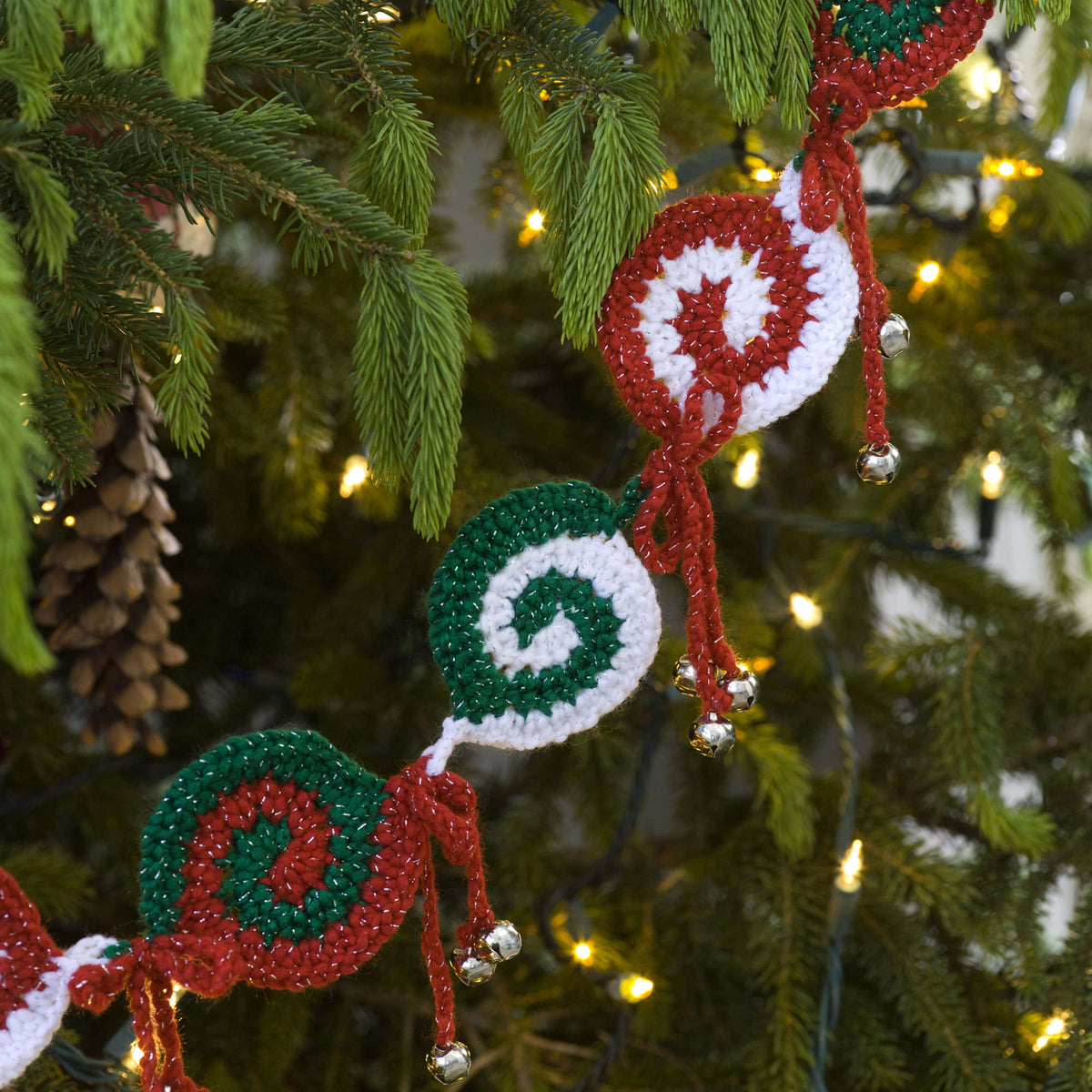 Crochet Pinwheels made in Red Heart Holiday Yarn