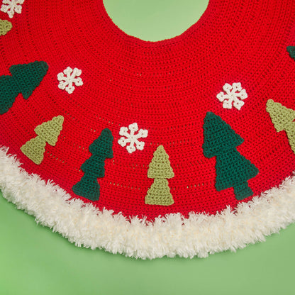 Red Heart Crochet Joyous Tree Skirt Crochet Skirt made in Red Heart With Love Yarn