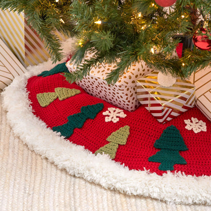 Red Heart Crochet Joyous Tree Skirt Crochet Skirt made in Red Heart With Love Yarn