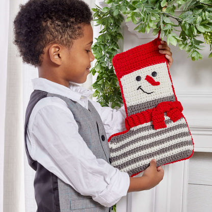 Red Heart Crochet Snowman Stocking Crochet Stocking made in Red Heart With Love Yarn