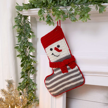 Red Heart Crochet Snowman Stocking Crochet Stocking made in Red Heart With Love Yarn