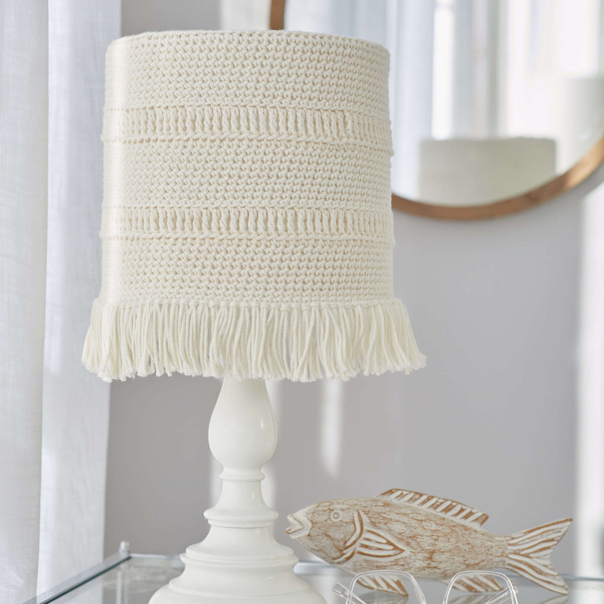 Free Red Heart Crochet Coastline Lampshade Cover Pattern
